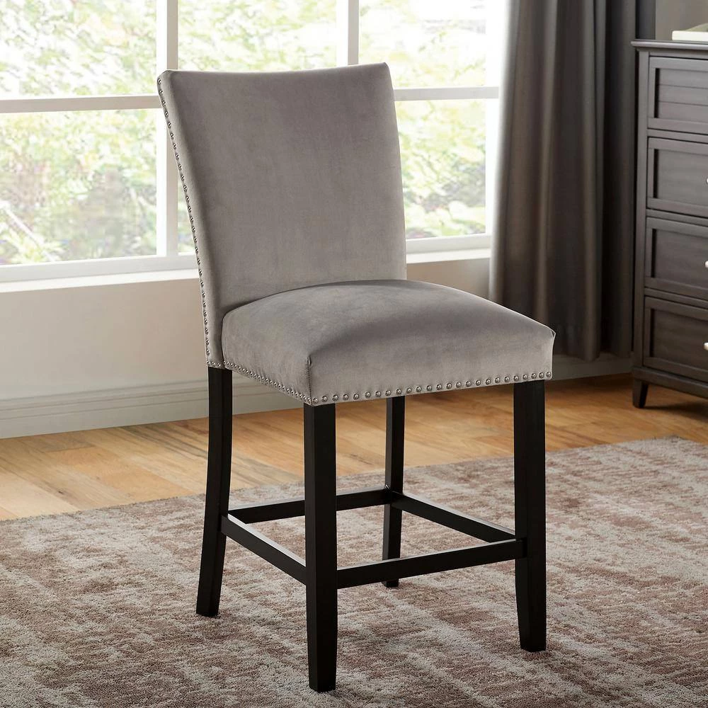 Southwind Black and Light Gray Counter Height Chairs (Set of 2) by Furniture of America 2 Southwind Black and Light Gray Counter Height Chairs (Set of 2) by Furniture of America - Image 2