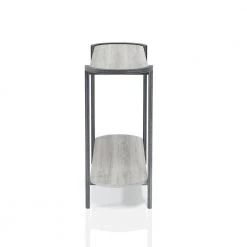 Elosi 48.75 in. Light Gray and Brushed Gun Metal Oval Wood Console Table with Shelf by Furniture of America -Furniture of America Sales Store light gray and brushed gun metal furniture of america console tables idf 4537s c3 1000