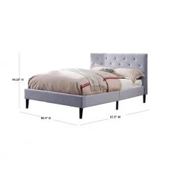 Jukes Light Gray Queen Flannelette Upholstered Bed by Furniture of America -Furniture of America Sales Store light gray furniture of america platform beds idf 7408lg q 40 1000