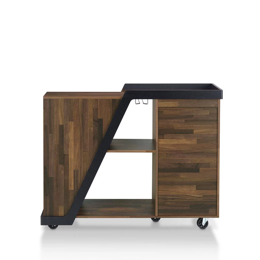 Ando 5-Bottle Light Hickory Mobile Wine Cabinet by Furniture of America 4 Ando 5-Bottle Light Hickory Mobile Wine Cabinet by Furniture of America - Image 4