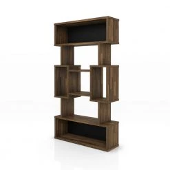 Galenia 39.4 in. Wide Light Hickory 5-Shelf Geometric Bookcase by Furniture of America -Furniture of America Sales Store light hickory furniture of america bookcases bookshelves hfw 20801c31 c3 1000