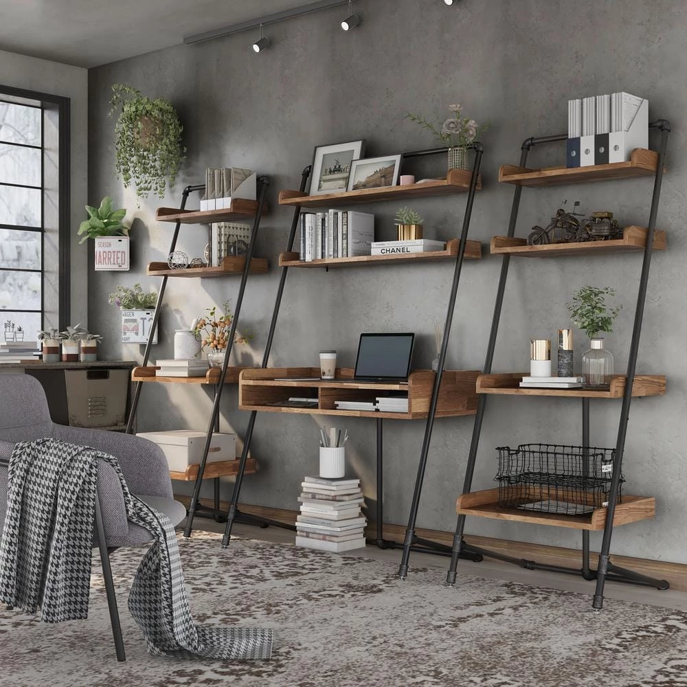 Kasia 41.71 in. W Light Hickory Leaning Writing Desk With 2-Shelves by Furniture of America 5 Kasia 41.71 in. W Light Hickory Leaning Writing Desk With 2-Shelves by Furniture of America - Image 5