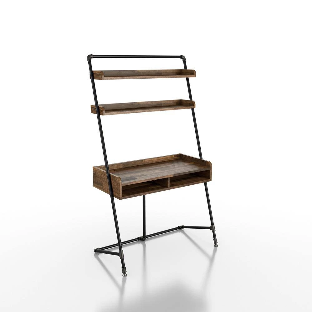 Kasia 41.71 in. W Light Hickory Leaning Writing Desk With 2-Shelves by Furniture of America 3 Kasia 41.71 in. W Light Hickory Leaning Writing Desk With 2-Shelves by Furniture of America - Image 3