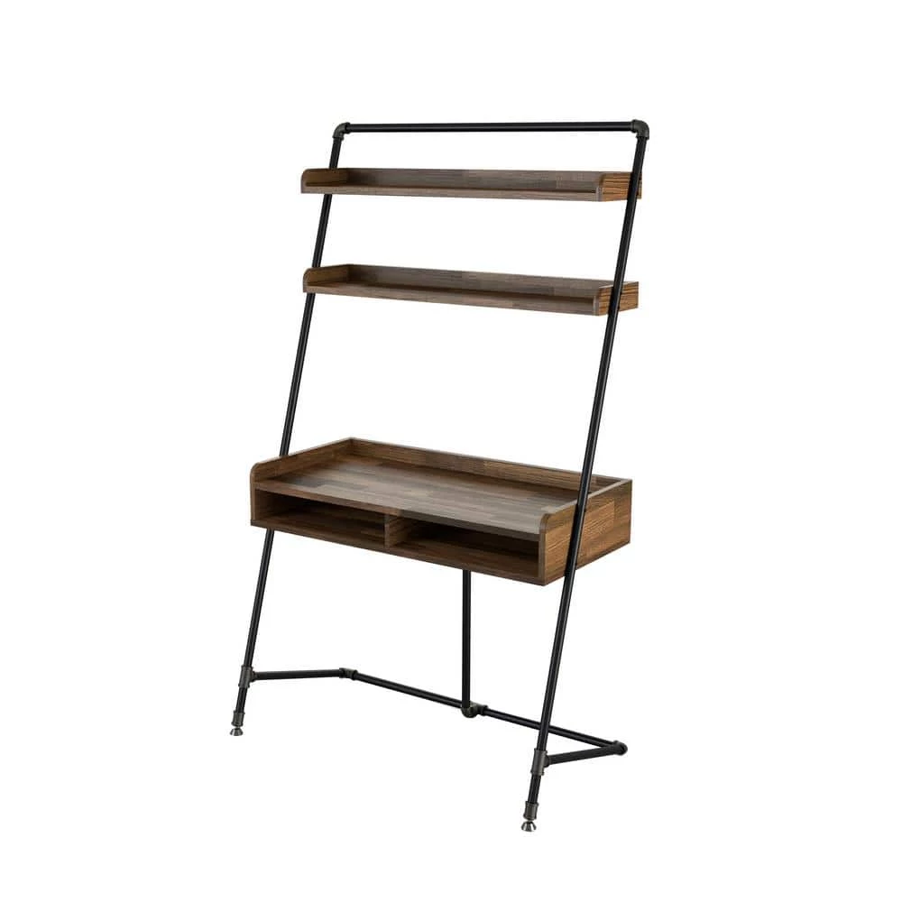 Kasia 41.71 in. W Light Hickory Leaning Writing Desk With 2-Shelves by Furniture of America 2 Kasia 41.71 in. W Light Hickory Leaning Writing Desk With 2-Shelves by Furniture of America - Image 2