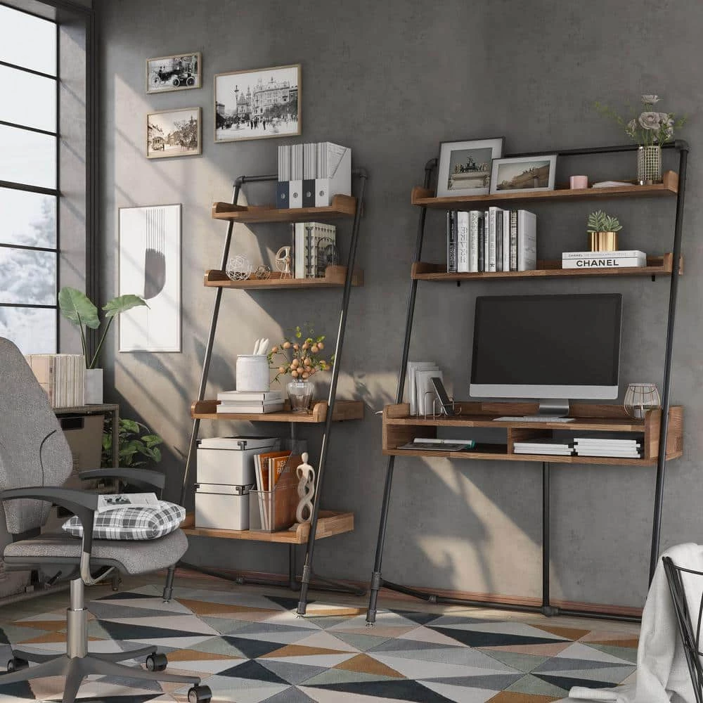 Kasia 41.71 in. W Light Hickory Leaning Writing Desk With 2-Shelves by Furniture of America 6 Kasia 41.71 in. W Light Hickory Leaning Writing Desk With 2-Shelves by Furniture of America - Image 6