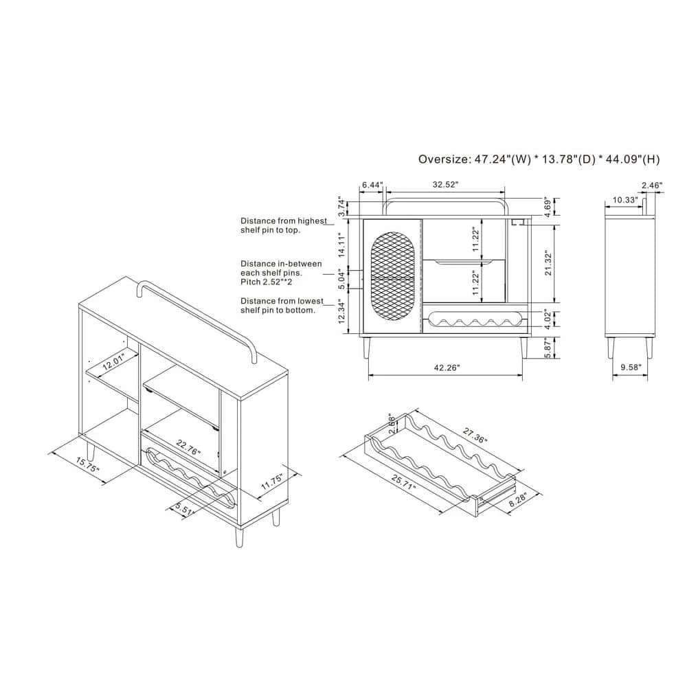 Bright Creek Light Hickory Buffet with 2 Shelves by Furniture of America 7 Bright Creek Light Hickory Buffet with 2 Shelves by Furniture of America - Image 7
