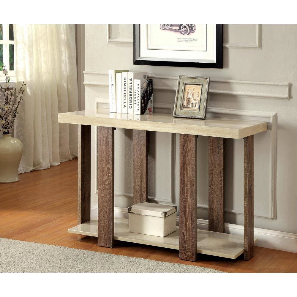Bladenboro 47.5 in. Light Oak Rectangle Wood Console Table with 1-Shelf by Furniture of America 3 Bladenboro 47.5 in. Light Oak Rectangle Wood Console Table with 1-Shelf by Furniture of America - Image 3