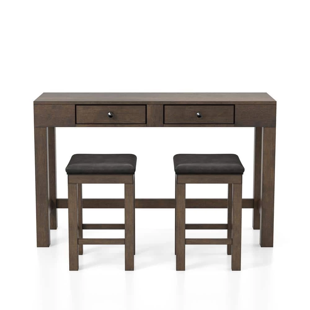 Cohasset 3-Piece Light Walnut and Gray Counter Height Dining Table Set by Furniture of America 6 Cohasset 3-Piece Light Walnut and Gray Counter Height Dining Table Set by Furniture of America - Image 6