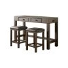 Cohasset 3-Piece Light Walnut and Gray Counter Height Dining Table Set by Furniture of America