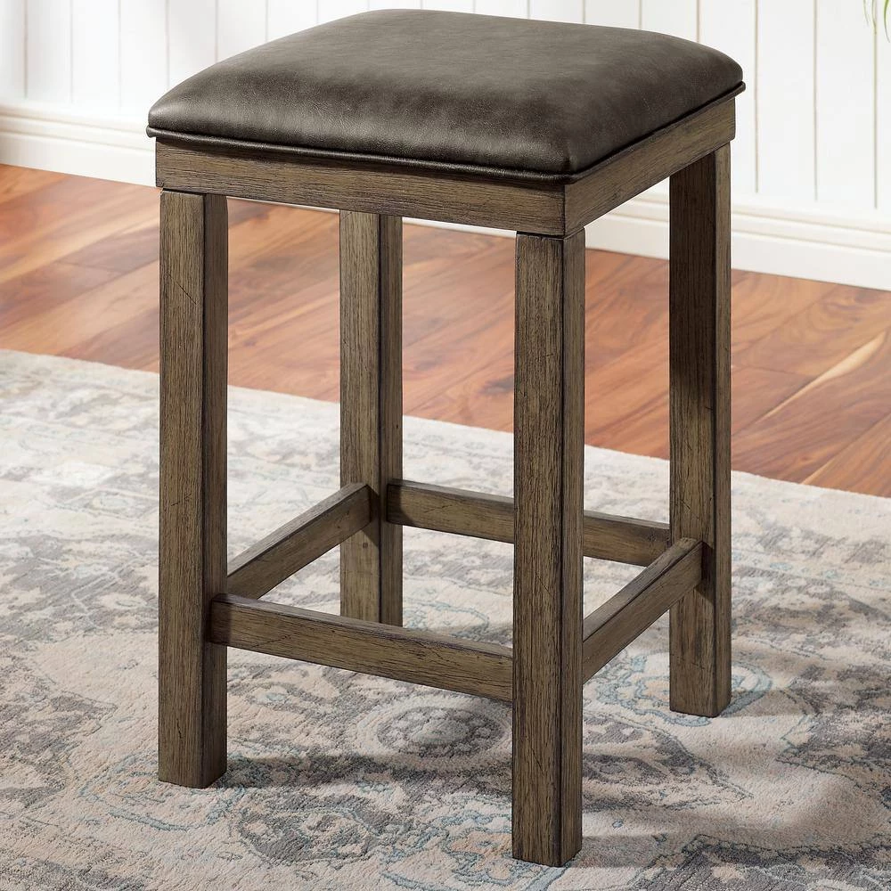 Cohasset 3-Piece Light Walnut and Gray Counter Height Dining Table Set by Furniture of America 4 Cohasset 3-Piece Light Walnut and Gray Counter Height Dining Table Set by Furniture of America - Image 4