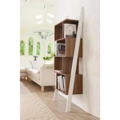 Keli 71 in. Light Walnut/White Faux Wood 9-shelf Etagere Bookcase with Open Back by Furniture of America -Furniture of America Sales Store light walnut and white furniture of america bookcases bookshelves ynj 140 8 44 1000
