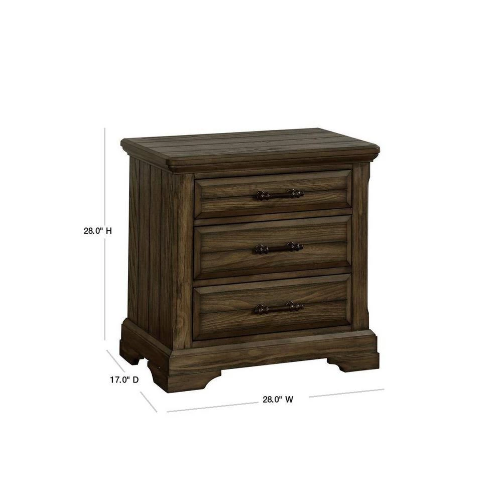 Lorreta 3-Drawer Light Walnut Nightstand by Furniture of America 3 Lorreta 3-Drawer Light Walnut Nightstand by Furniture of America - Image 3