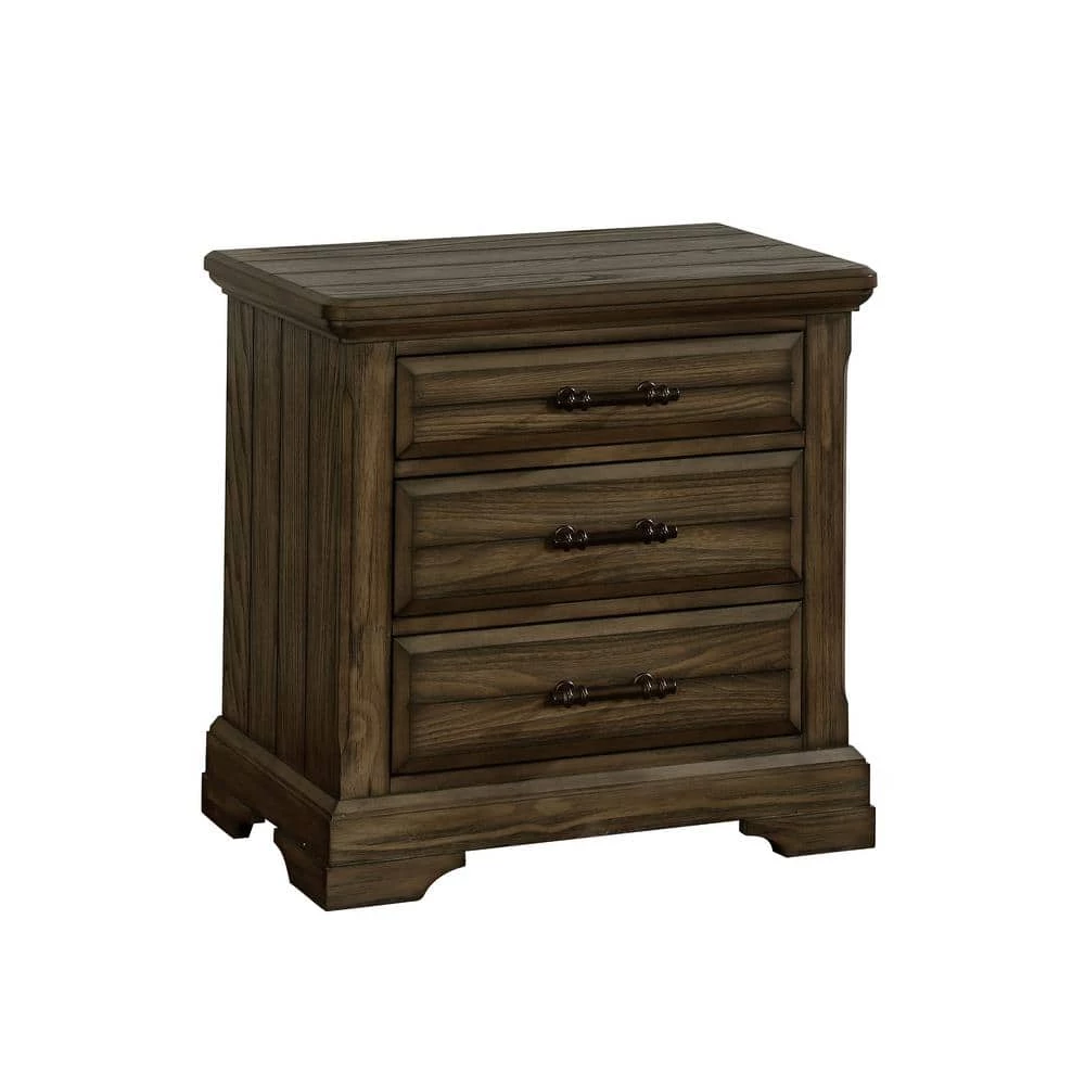 Lorreta 3-Drawer Light Walnut Nightstand by Furniture of America 1 Lorreta 3-Drawer Light Walnut Nightstand by Furniture of America