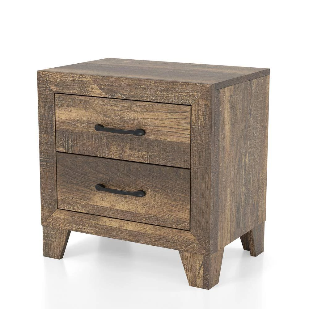 Quail Rustic Light Walnut 2-Drawer Nightstand 23.63 in. H x 23.63 in. W x 16 in. D by Furniture of America 4 Quail Rustic Light Walnut 2-Drawer Nightstand 23.63 in. H x 23.63 in. W x 16 in. D by Furniture of America - Image 4
