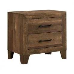 Quail Rustic Light Walnut 2-Drawer Nightstand 23.63 in. H x 23.63 in. W x 16 in. D by Furniture of America