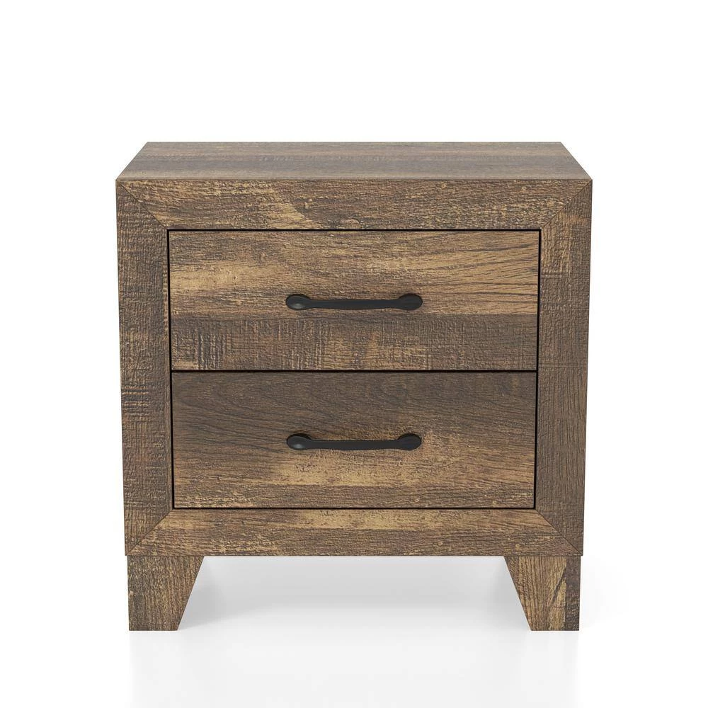 Quail Rustic Light Walnut 2-Drawer Nightstand 23.63 in. H x 23.63 in. W x 16 in. D by Furniture of America 3 Quail Rustic Light Walnut 2-Drawer Nightstand 23.63 in. H x 23.63 in. W x 16 in. D by Furniture of America - Image 3
