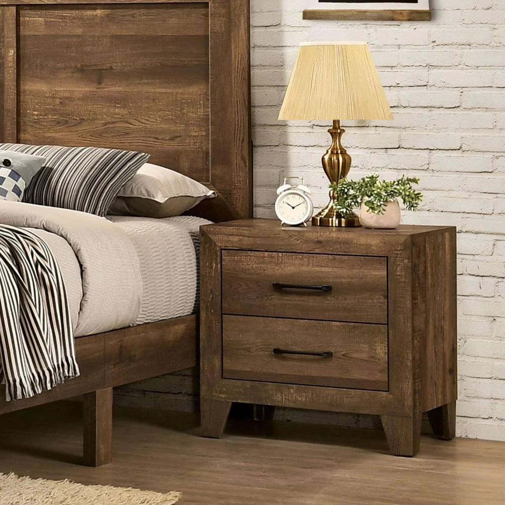 Quail Rustic Light Walnut 2-Drawer Nightstand 23.63 in. H x 23.63 in. W x 16 in. D by Furniture of America 2 Quail Rustic Light Walnut 2-Drawer Nightstand 23.63 in. H x 23.63 in. W x 16 in. D by Furniture of America - Image 2