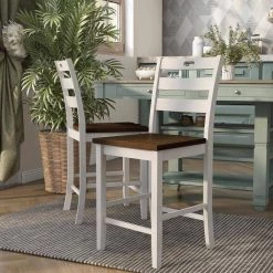 Calliger Live Edge Oak and Sea White Counter Height Side Chair (Set of 2) by Furniture of America -Furniture of America Sales Store live edge oak and sea white furniture of america dining chairs idf 3125wh pc 4f 1000