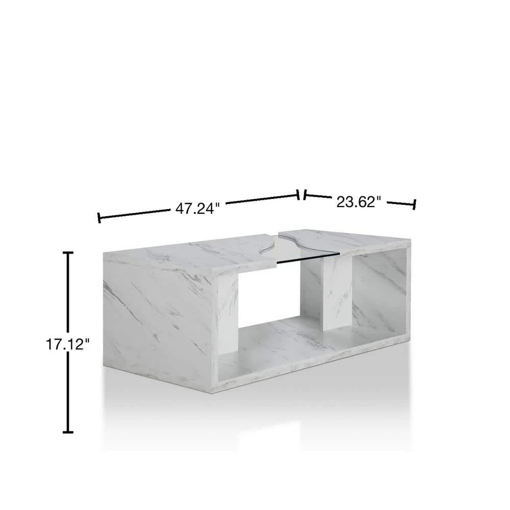 Dulcet 48 in. White Medium Rectangle Wood Coffee Table with Shelf by Furniture of America 3 Dulcet 48 in. White Medium Rectangle Wood Coffee Table with Shelf by Furniture of America - Image 3