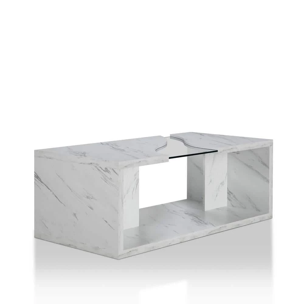 Dulcet 48 in. White Medium Rectangle Wood Coffee Table with Shelf by Furniture of America 5 Dulcet 48 in. White Medium Rectangle Wood Coffee Table with Shelf by Furniture of America - Image 5