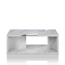 Dulcet 48 in. White Medium Rectangle Wood Coffee Table with Shelf by Furniture of America