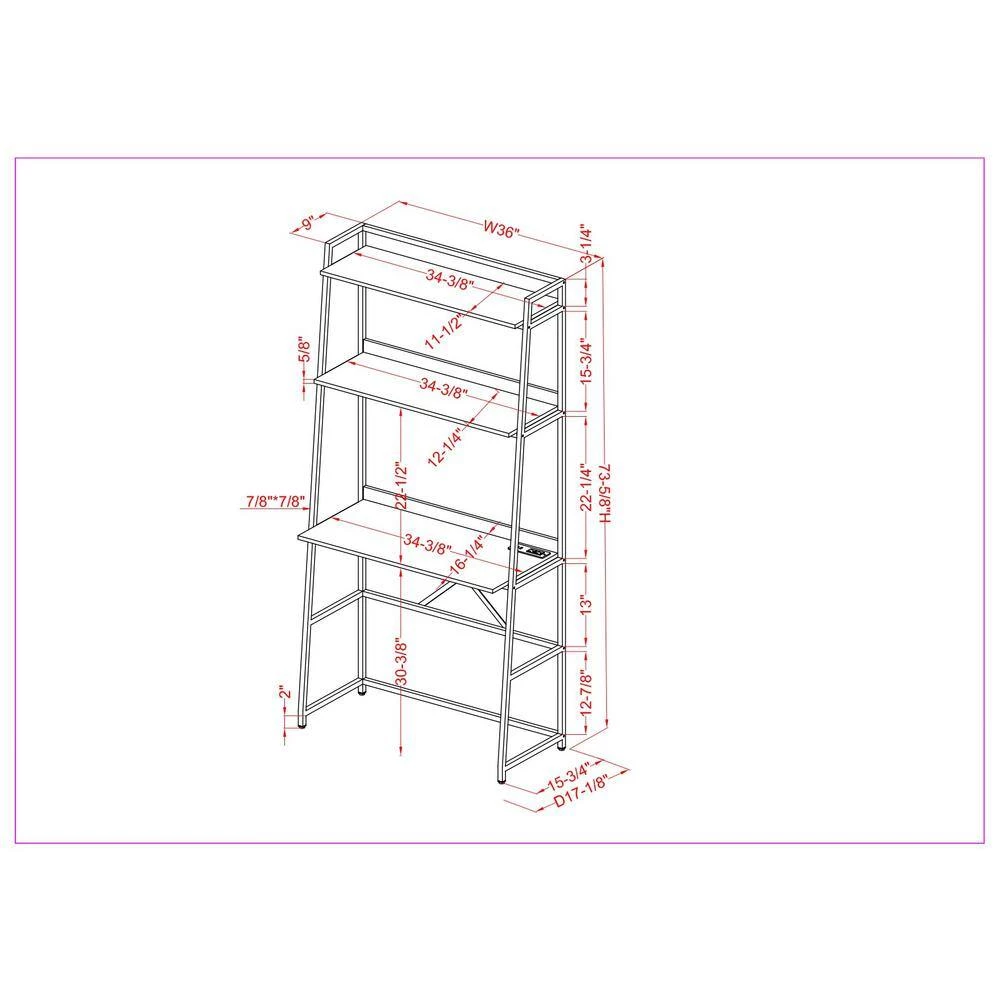 Sorvino 36 in. Matte Black Coating and Brown Writing Desk with Bookcase by Furniture of America 6 Sorvino 36 in. Matte Black Coating and Brown Writing Desk with Bookcase by Furniture of America - Image 6