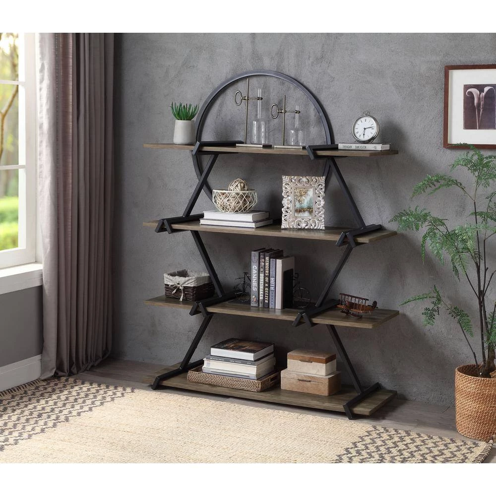 Benet 62.5 in. Matte Black Powder Coating 4-Shelf Accent Bookcase by Furniture of America 6 Benet 62.5 in. Matte Black Powder Coating 4-Shelf Accent Bookcase by Furniture of America - Image 6