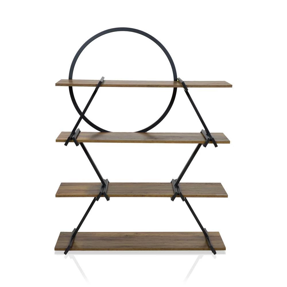 Benet 62.5 in. Matte Black Powder Coating 4-Shelf Accent Bookcase by Furniture of America 2 Benet 62.5 in. Matte Black Powder Coating 4-Shelf Accent Bookcase by Furniture of America - Image 2