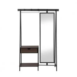 Yasta Matte Black Powder Coating 3-Hook Free Standing Coat Stand by Furniture of America