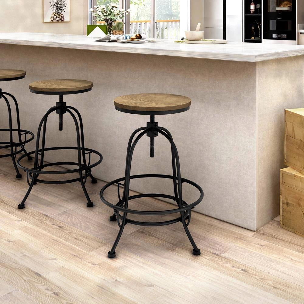 Dirk 24 in. Medium Oak Bar Stool (Set of 2) by Furniture of America 6 Dirk 24 in. Medium Oak Bar Stool (Set of 2) by Furniture of America - Image 6