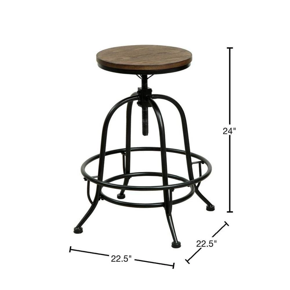Dirk 24 in. Medium Oak Bar Stool (Set of 2) by Furniture of America 3 Dirk 24 in. Medium Oak Bar Stool (Set of 2) by Furniture of America - Image 3