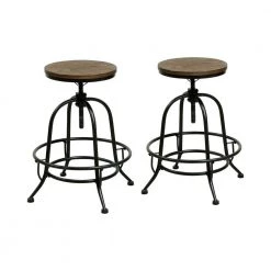 Dirk 24 in. Medium Oak Bar Stool (Set of 2) by Furniture of America