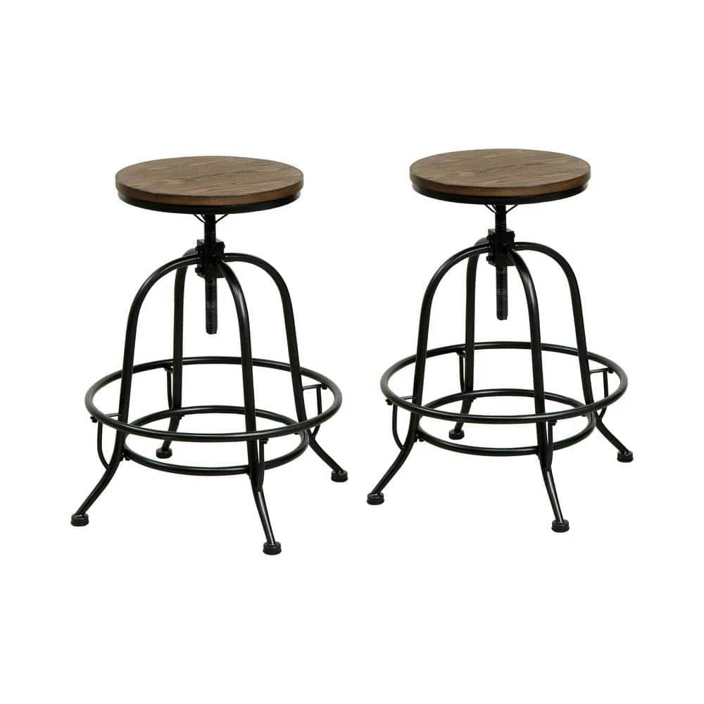 Dirk 24 in. Medium Oak Bar Stool (Set of 2) by Furniture of America 1 Dirk 24 in. Medium Oak Bar Stool (Set of 2) by Furniture of America