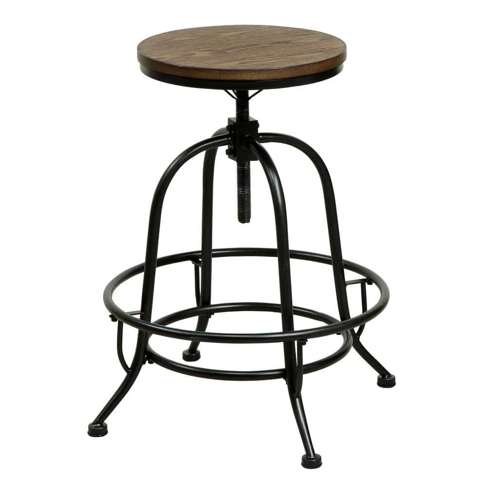 Dirk 24 in. Medium Oak Bar Stool (Set of 2) by Furniture of America 2 Dirk 24 in. Medium Oak Bar Stool (Set of 2) by Furniture of America - Image 2