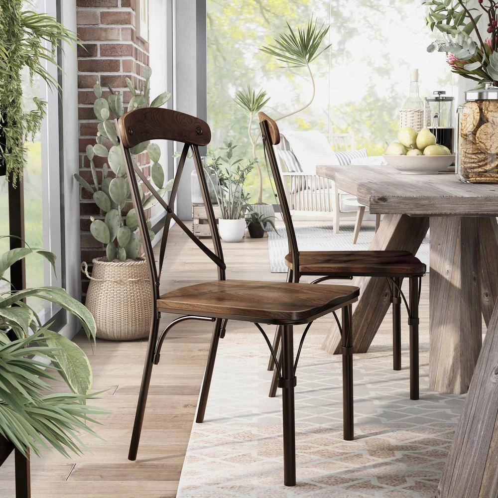 Averyn Brown Crossed Back Side Chair (Set of 2) by Furniture of America 7 Averyn Brown Crossed Back Side Chair (Set of 2) by Furniture of America - Image 7