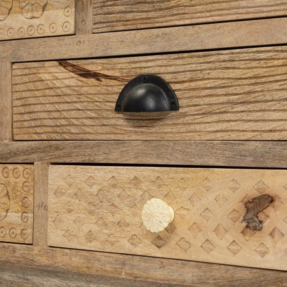 Amani Natural Mango Wood Hallway Accent Cabinet with 9-Drawers by Furniture of America 6 Amani Natural Mango Wood Hallway Accent Cabinet with 9-Drawers by Furniture of America - Image 6