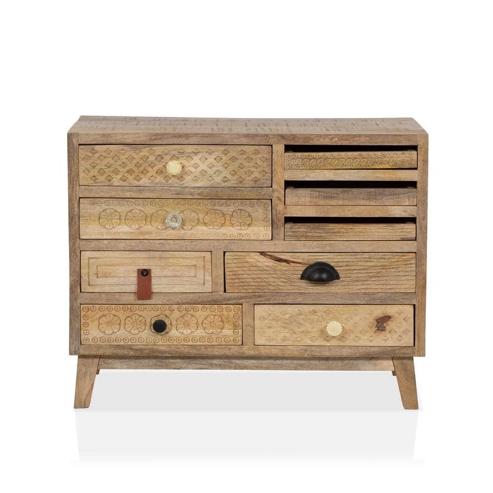 Amani Natural Mango Wood Hallway Accent Cabinet with 9-Drawers by Furniture of America 7 Amani Natural Mango Wood Hallway Accent Cabinet with 9-Drawers by Furniture of America - Image 7