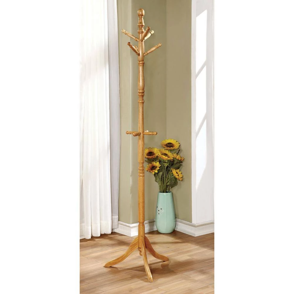 Chablis Natural 10-hook Wood Free Standing Coat Rack by Furniture of America 2 Chablis Natural 10-hook Wood Free Standing Coat Rack by Furniture of America - Image 2