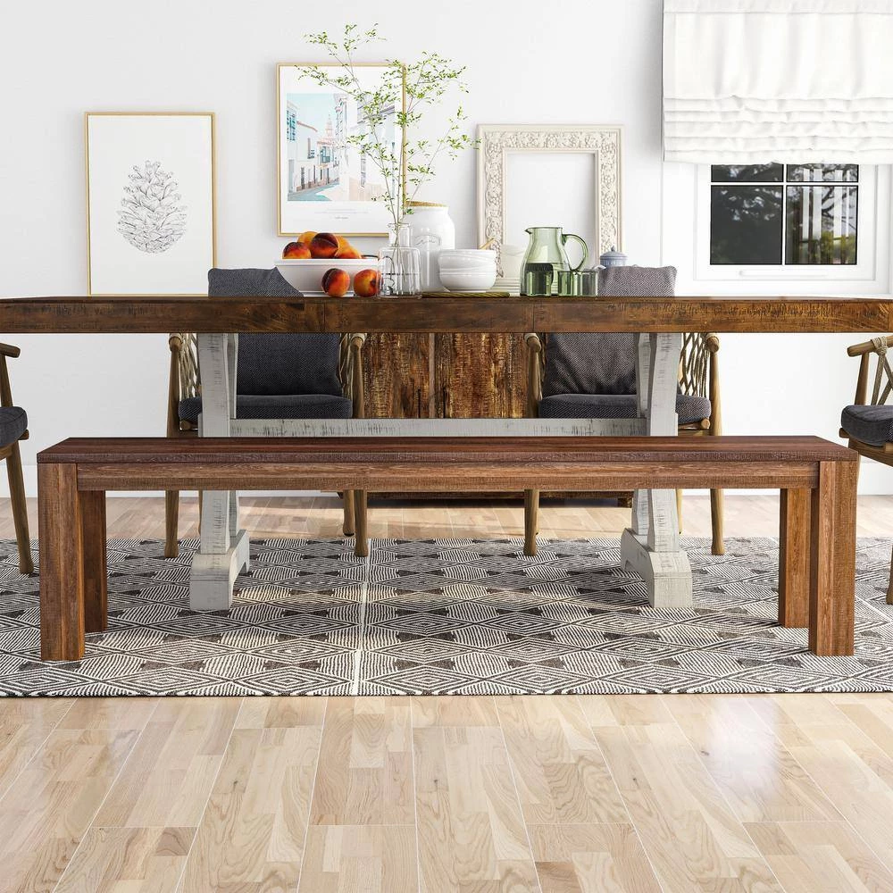 Sunniva Natural Mango Wood Dining Bench 68 W x 16 D x 17.5 H by Furniture of America 6 Sunniva Natural Mango Wood Dining Bench 68 W x 16 D x 17.5 H by Furniture of America - Image 6