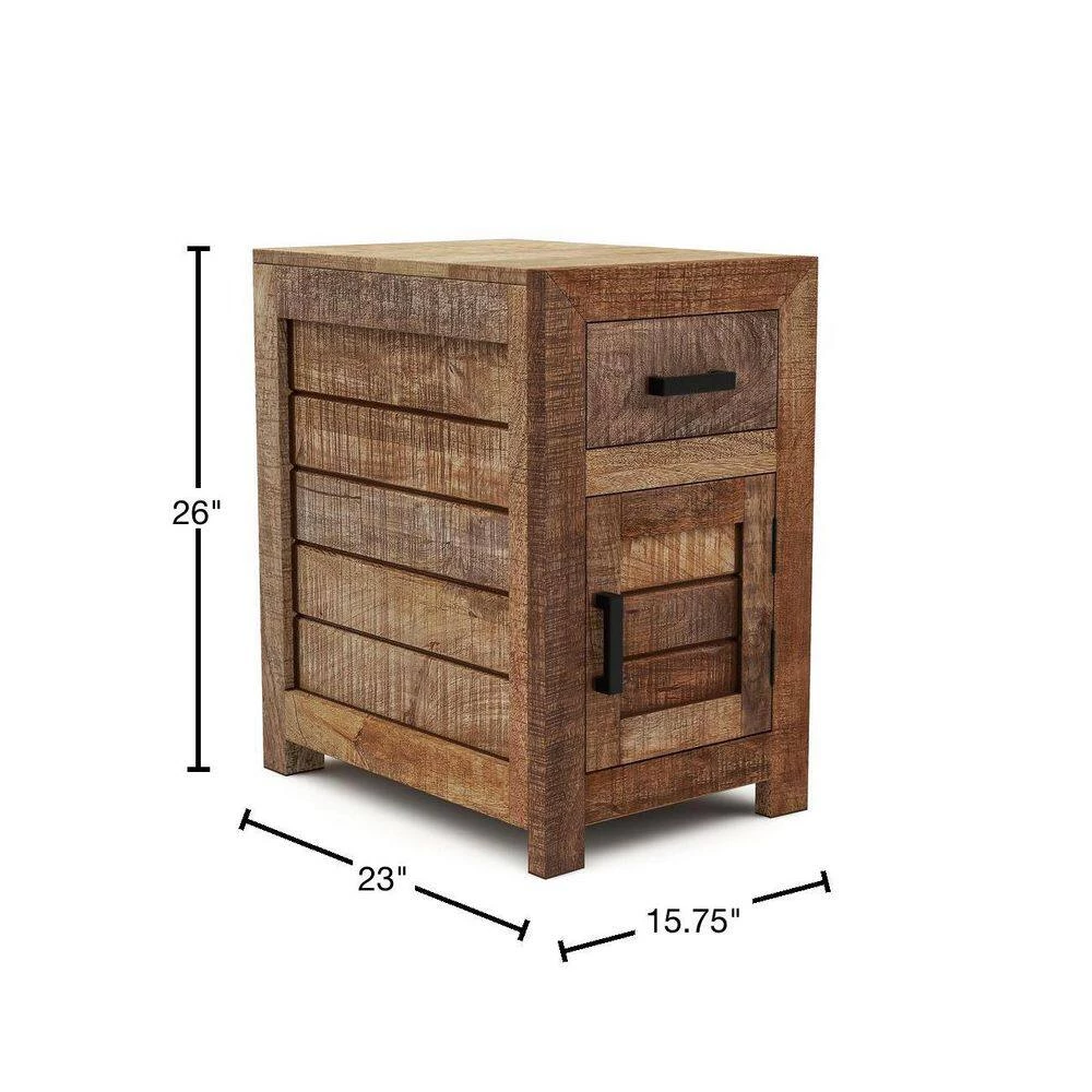 Sunniva 16 in. Natural Rectangle Mango Wood End Table With 1 Drawer by Furniture of America 3 Sunniva 16 in. Natural Rectangle Mango Wood End Table With 1 Drawer by Furniture of America - Image 3