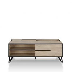 Nowlin 48 in. Natural Oak Large Rectangle Wood Coffee Table with Shelf by Furniture of America