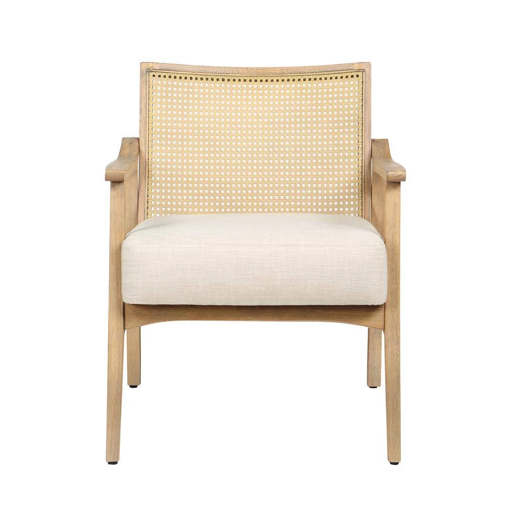 Council Natural Tone and Beige Wood Removable Cushions Accent Chair by Furniture of America 3 Council Natural Tone and Beige Wood Removable Cushions Accent Chair by Furniture of America - Image 3