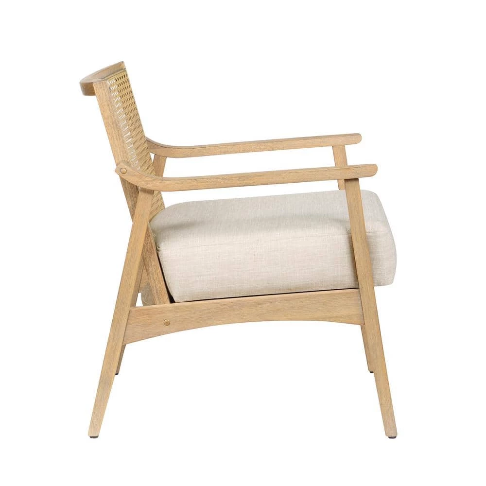 Council Natural Tone and Beige Wood Removable Cushions Accent Chair by Furniture of America 2 Council Natural Tone and Beige Wood Removable Cushions Accent Chair by Furniture of America - Image 2