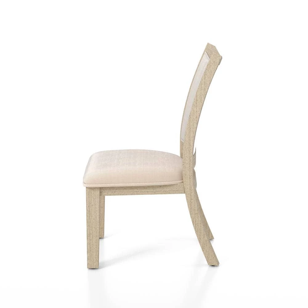 Edgewater Natural Tone and Beige Side Chairs (Set of 2) by Furniture of America 4 Edgewater Natural Tone and Beige Side Chairs (Set of 2) by Furniture of America - Image 4