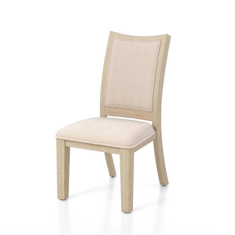 Edgewater Natural Tone and Beige Side Chairs (Set of 2) by Furniture of America 2 Edgewater Natural Tone and Beige Side Chairs (Set of 2) by Furniture of America - Image 2