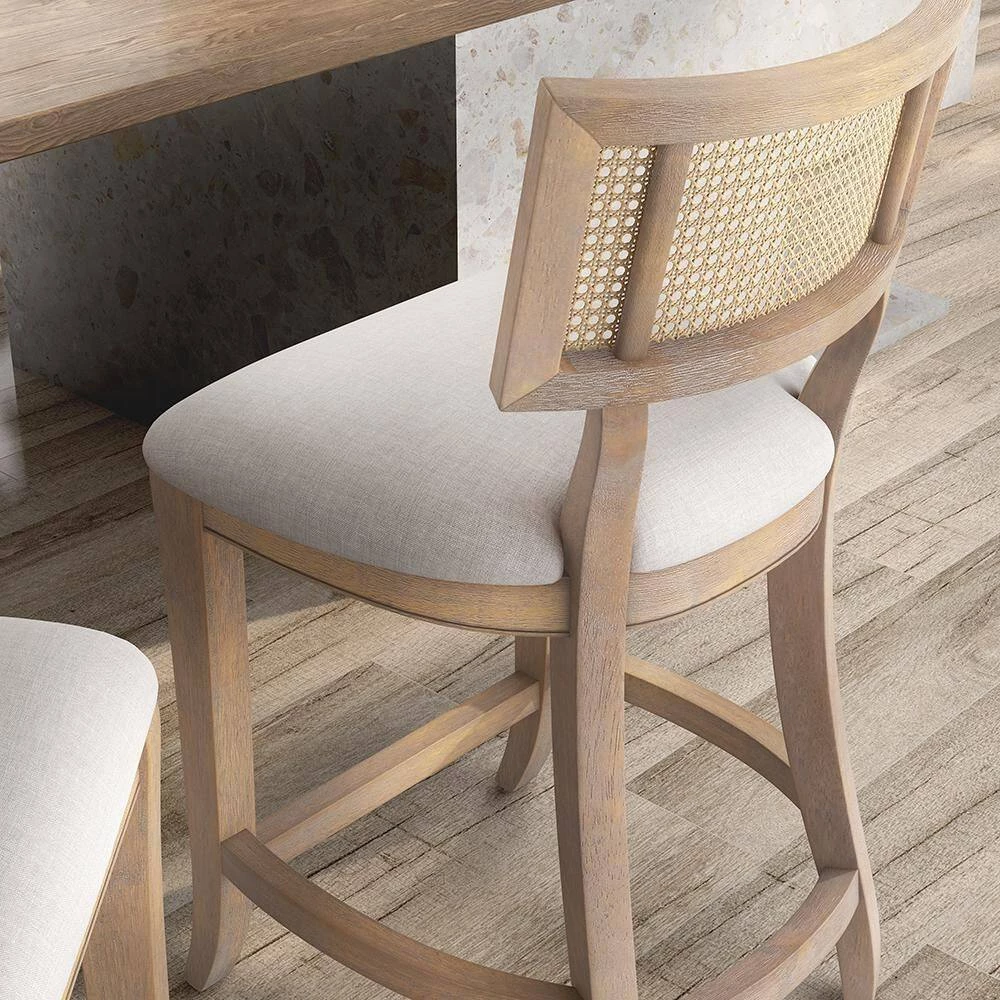 Claymore Natural Tone and Beige Solid Wood Woven Cane-Back Counter Height Chair by Furniture of America 6 Claymore Natural Tone and Beige Solid Wood Woven Cane-Back Counter Height Chair by Furniture of America - Image 6