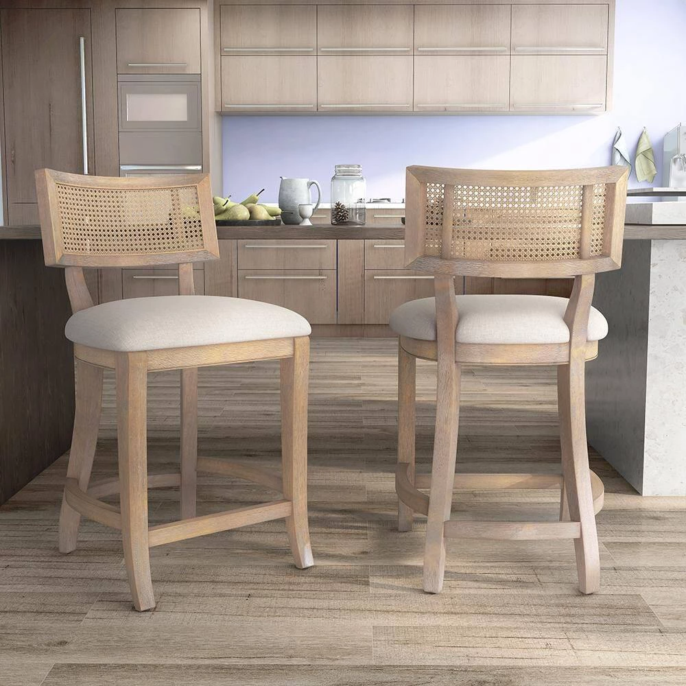 Claymore Natural Tone and Beige Solid Wood Woven Cane-Back Counter Height Chair by Furniture of America 9 Claymore Natural Tone and Beige Solid Wood Woven Cane-Back Counter Height Chair by Furniture of America - Image 9