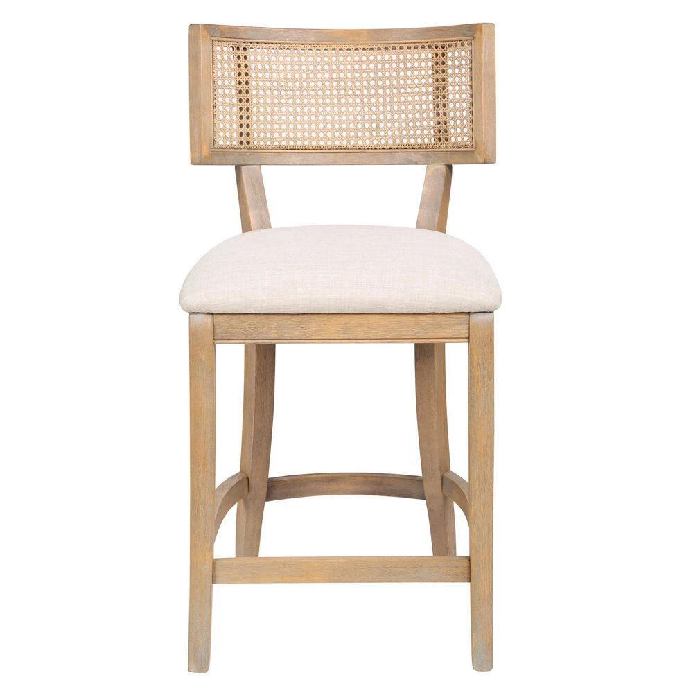 Claymore Natural Tone and Beige Solid Wood Woven Cane-Back Counter Height Chair by Furniture of America 4 Claymore Natural Tone and Beige Solid Wood Woven Cane-Back Counter Height Chair by Furniture of America - Image 4
