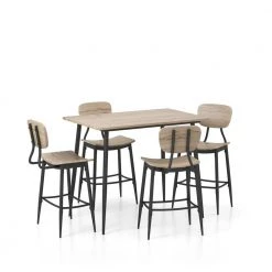 Melsin 5-Piece Natural Tone and Bronze Counter Height Table Set by Furniture of America