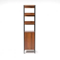 72 in. Natural Tone Metal 4-shelf Etagere Bookcase with Doors by Furniture of America